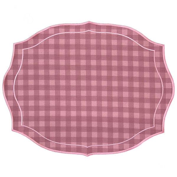 lugar americano valentina linho xadrez rose blush com forro vlt06 charm decor