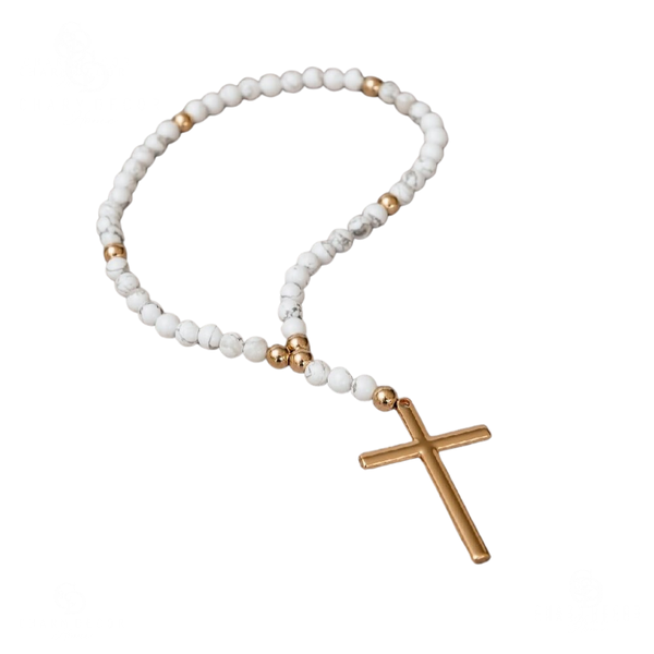 mini rosario de pedra howlita 30cm charm decor