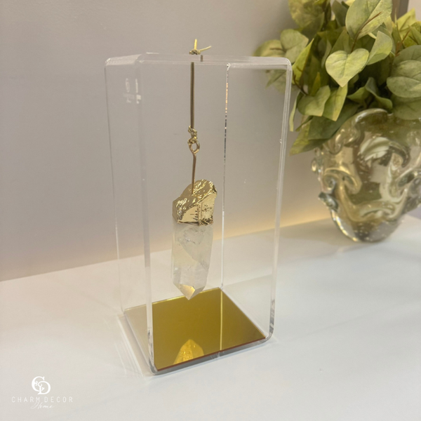 Escultura Decorativa Pendulo Cristal Lemuriano